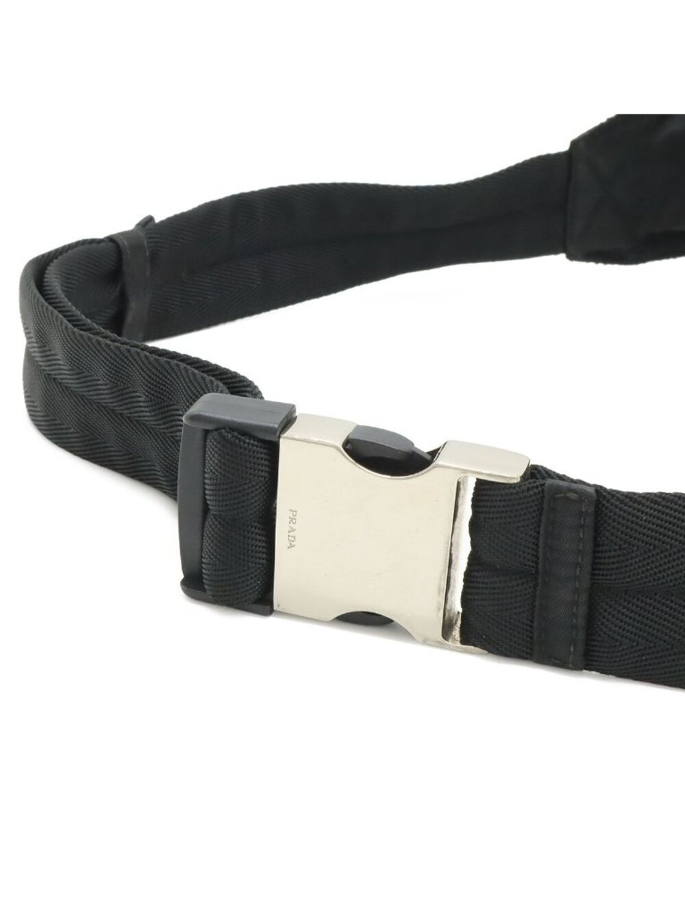 Prada Triangle Logo Belt Bag Waist Pouch Hip Nylon Black Silver - Picture 8 of 9